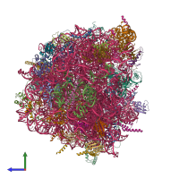 PDB entry 7bt6 coloured by chain, side view.