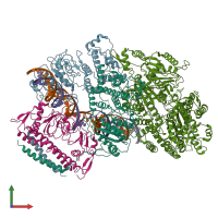 PDB entry 7btq coloured by chain, front view.