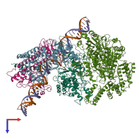 PDB entry 7btq coloured by chain, top view.