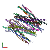 PDB entry 7bv6 coloured by chain, front view.