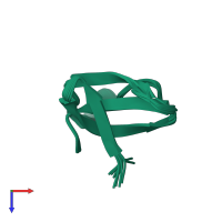 PDB entry 7bwi coloured by chain, ensemble of 20 models, top view.