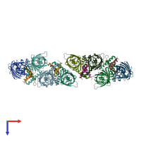 PDB entry 7bwn coloured by chain, top view.