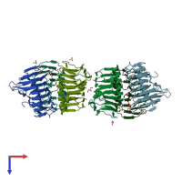 PDB entry 7bwx coloured by chain, top view.