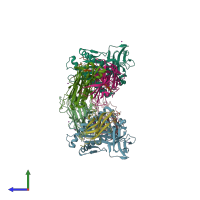 PDB entry 7byd coloured by chain, side view.