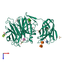 PDB entry 7byt coloured by chain, top view.