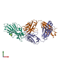 PDB entry 7bz5 coloured by chain, front view.