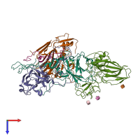 PDB entry 7bzt coloured by chain, top view.