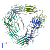PDB entry 7bzw coloured by chain, top view.