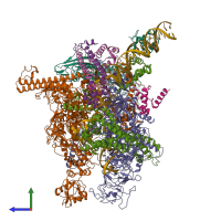 PDB entry 7c17 coloured by chain, side view.