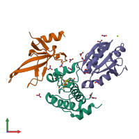PDB entry 7c2b coloured by chain, front view.