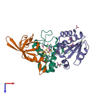 PDB entry 7c2b coloured by chain, top view.