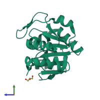 PDB entry 7c62 coloured by chain, side view.