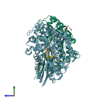 PDB entry 7c6h coloured by chain, side view.