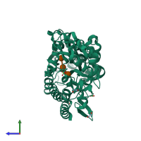 PDB entry 7c6t coloured by chain, side view.