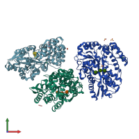 PDB entry 7c6v coloured by chain, front view.