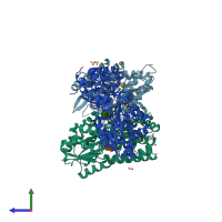 PDB entry 7c6v coloured by chain, side view.