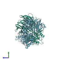 PDB entry 7c72 coloured by chain, side view.