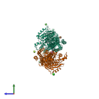 PDB entry 7c7q coloured by chain, side view.