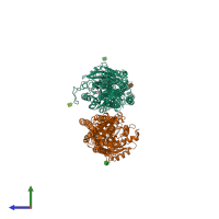 PDB entry 7c7s coloured by chain, side view.