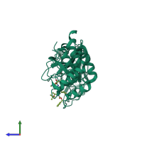 PDB 7c8t coloured by chain and viewed from the side.