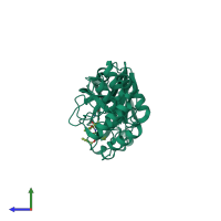 PDB entry 7c8u coloured by chain, side view.