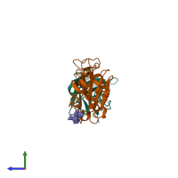 Hetero dimeric assembly 1 of PDB entry 7c8w coloured by chemically distinct molecules, side view.
