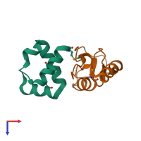 PDB entry 7c96 coloured by chain, top view.