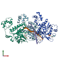 PDB entry 7c98 coloured by chain, front view.