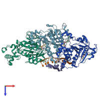 PDB entry 7c99 coloured by chain, top view.