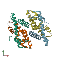 PDB entry 7c9p coloured by chain, front view.