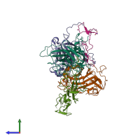 PDB entry 7c9w coloured by chain, side view.