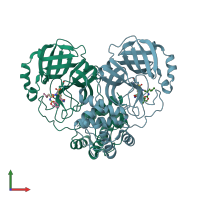 PDB entry 7cb7 coloured by chain, front view.