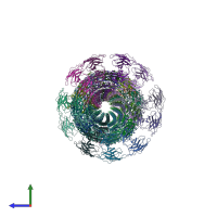 PDB entry 7cbm coloured by chain, side view.