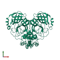 3C-like proteinase nsp5 in PDB entry 7cbt, assembly 1, front view.