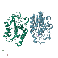 PDB entry 7cc4 coloured by chain, front view.