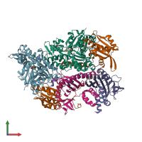PDB entry 7ccc coloured by chain, front view.