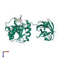 PDB entry 7ccg coloured by chain, top view.