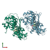 PDB entry 7ccy coloured by chain, front view.