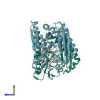PDB entry 7ccy coloured by chain, side view.