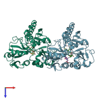 PDB entry 7ccy coloured by chain, top view.