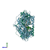 PDB entry 7ccz coloured by chain, side view.