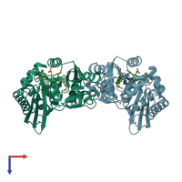 PDB entry 7ccz coloured by chain, top view.