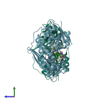 PDB entry 7cd0 coloured by chain, side view.