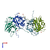 PDB entry 7cd1 coloured by chain, top view.