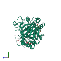 PDB entry 7cdh coloured by chain, side view.