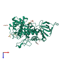 PDB entry 7cdh coloured by chain, top view.