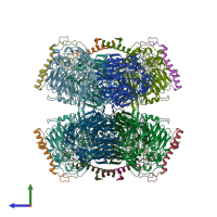 PDB entry 7cdl coloured by chain, side view.