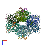 PDB entry 7cdl coloured by chain, top view.