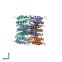 PDB entry 7ce3 coloured by chain, side view.