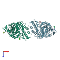 PDB entry 7cee coloured by chain, top view.